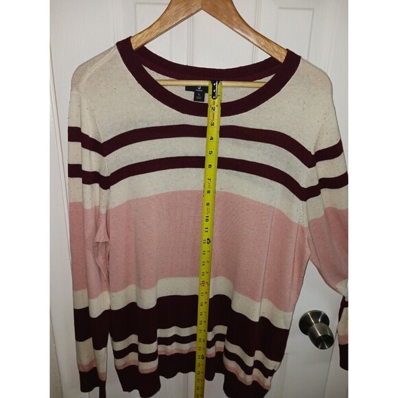 J Jason Wu Top Knit Women's XL Multi Striped Sweater Pink White Maroon **flaw** - Picture 10 of 12